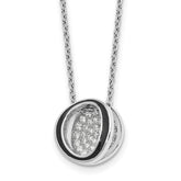 Sterling Silver Rhodium-Rhodium-Plated CZ Enameled Open Round Necklace